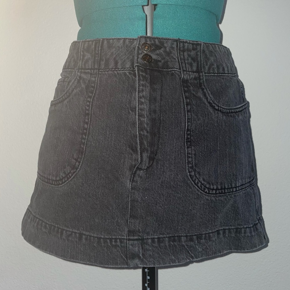 Black Denim Mini Skirt size L